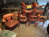(6) RATTAN STYLE ARM DINING CHAIRS
