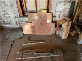 LOT: COPPER SHEETING, CHIMNEY CLEANING TOOL, RUBBER MATS