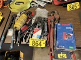 MISC. TOOL LOT: PIPE WRENCHES, CHANNEL LOCKS, RIVET GUNS, SNIPS