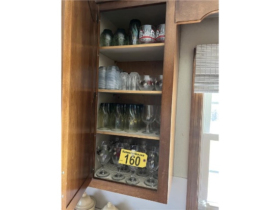 ASSORTED GLASSWARE IN 2-CABINETS