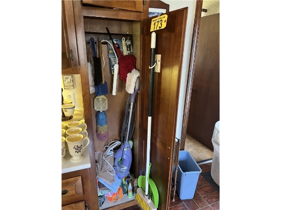 SHARK & MISC. CLEANING SUPPLIES IN CLOSET