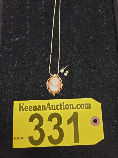 14K GOLD CAMEO NECKLACE SET