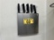 LOT: STAINLESS STEEL KNIFE RACK WITH (8) KNIVES & SHARPENER