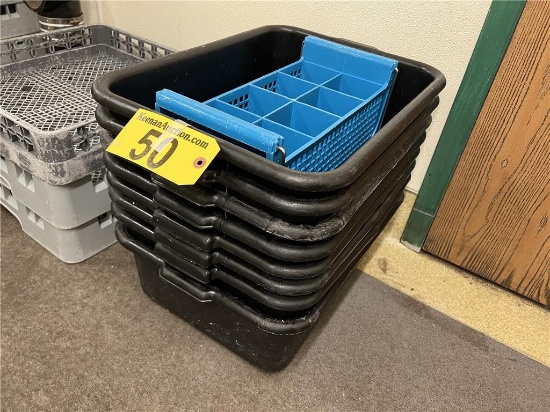 (6) BUS TUBS & SILVERWARE TRAY