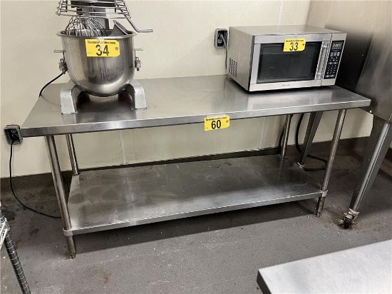 6'X30" STAINLESS STEEL TABLE WITH LOWER STAINLESS STEEL SHELF