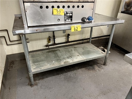 5'X30" STAINLESS STEEL TABLE WITH LOWER STAINLESS STEEL SHELF