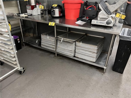 8'X30" STAINLESS STEEL TABLE WITH LOWER STAINLESS STEEL SHELF