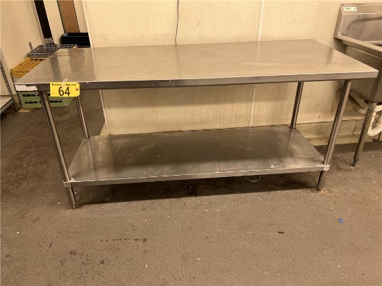 6'X30" STAINLESS STEEL TABLE WITH LOWER STAINLESS STEEL SHELF