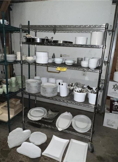 METRO STAINLESS STEEL 5-SHELF WIRE RACK, 4'X18"X70"H, ON CASTERS