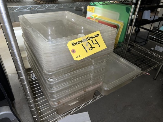 LOT OF ASSORTED CONTAINERS & LIDS: (5) 18"X12"X6" CONTAINERS, (1) 1/1 SIZE X 6", WITH (12) LIDS