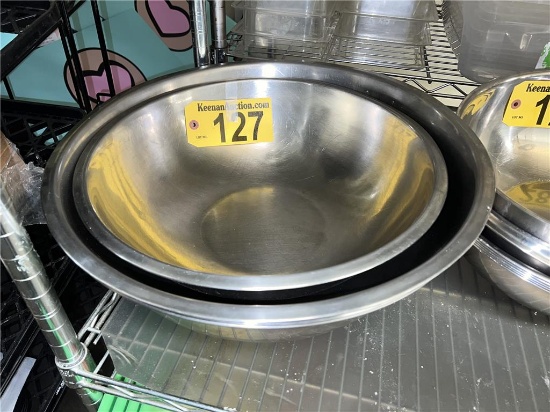 (4) STAINLESS STEEL BOWLS, 19" & 17"