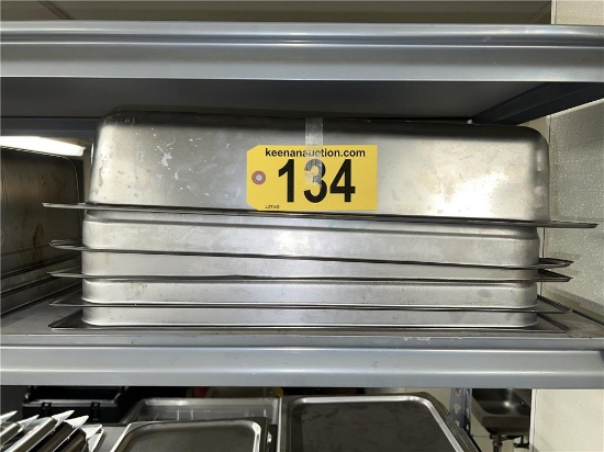 (5) STAINLESS STEEL INSERTS: (4) 19"X11.5"X4"D, (1) 19"X11.5"X5.75"D
