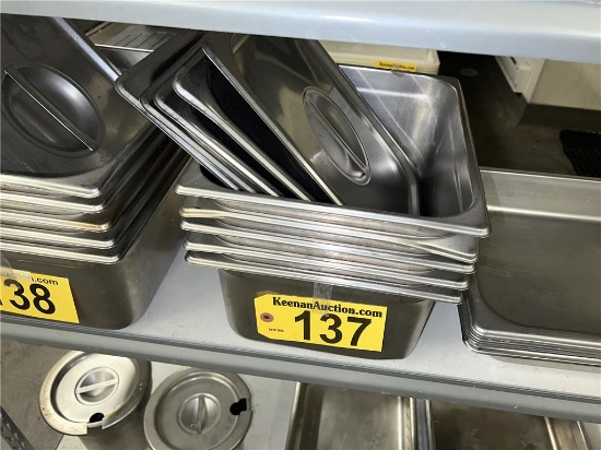 (5) STAINLESS STEEL INSERTS, 12"X10"X6"D, WITH LIDS