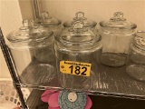 (5) GLASS COOKIE JARS WITH LIDS