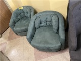 (2) UPHOLSTERED SWIVEL SIDE CHAIRS