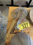 LOT: (2) STRAINERS & (2) PYREX POURERS