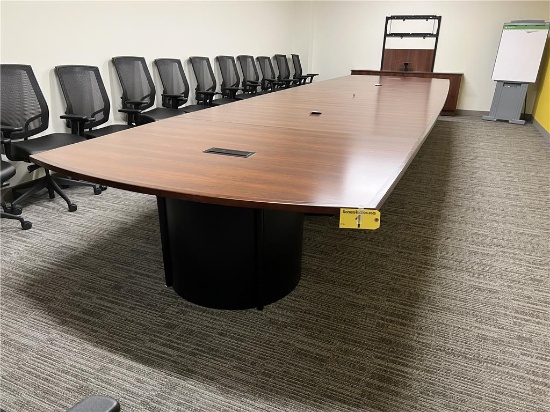 22'X6' POWERED CONFERENCE TABLE, (5) 52.5" SECTIONS