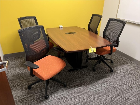 5-PC CONFERENCE SET: (4) SITONIT MESH HIGH BACK MULTITASK SWIVEL OFFICE CHAIRS & CONFERENCE TABLE