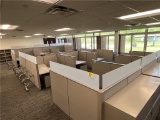 12-HERMAN MILLER 6'X6' CANVAS OFFICE LANDSCAPES W/(10) HERMAN MILLER MOTIA ADJUSTABLE HEIGHT DESKS