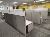 4-HERMAN MILLER 6'X6' CANVAS OFFICE LANDSCAPES W/(4) HERMAN MILLER MOTIA ADJUSTABLE HEIGHT DESKS