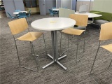 3-PC TABLE TOP SET: (2) ANDREU WORLD STOOLS, NATURAL & 30