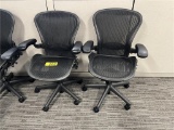 (2) HERMAN MILLER CLASSIC AERON MESH BACK MULTITASK SWIVEL OFFICE CHAIRS