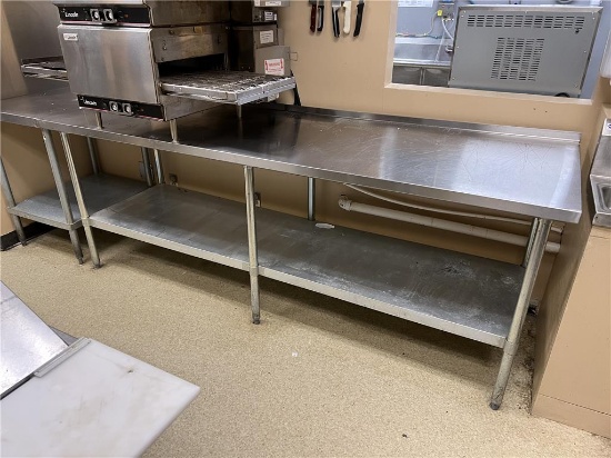 8'X30"X36"H STAINLESS STEEL TABLE WITH LOWER GALVANIZED SHELF