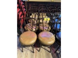 (10) METAL FRAME SWEETHEART CAFÉ CHAIRS,  EXTRA THICK TAN PADDED SEAT