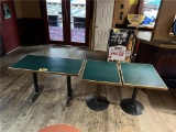 (4) WOOD EDGE, GREEN LAMINATE TOP TABLES: (1) DOUBLE PEDESTAL 47