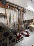 LOT: 14 LONG HANDLED CLEANING TOOLS & HOSE