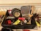 LOT OF ASSORTED HAND TOOLS, BITS, BRUSHES, LIGHTS & MISC.