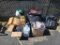 LOT: ASSORTED CLOTHING, HARD HATS, GLOVES, RAGS, MASKS, MISC.