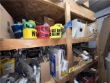 CONTENTS ON 5-SHELVES: PIPING HARDWARE, SAFETY TAPE, MISCELLANEOUS PLUMBING & HEATING CHEMICALS