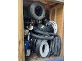 REMAINING CONTENTS IN STORAGE SHED: PLUMBING & HEATING ACCESSORIES, PVC PIPING, HOSE, LUMBER
