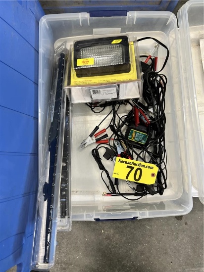 LOT OF BATTERY TENDERS, OFF-ROAD TEMP LIGHTS, WINDSHIELD WIPERS