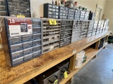 (11) ASST. 18-DRAWER STORAGE CABINETS AND CONTENTS: NAILS, SCREWS, BOLTS, ELECTRICAL AND MISC.