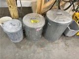 LOT OF 3-ASSORTED SIZE GALVANIZED WASTE CANS