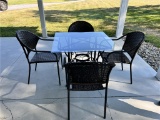 5-PIECE PATIO SET: 4-CHAIRS & GLASSTOP TABLE