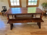 3-PIECE DINING ROOM TABLE SET: TABLE & 2-BENCHES,MANUFACTURED FROM  RELCAIMED WOOD