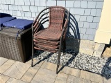 LOT OF 4-METAL FRAME WICKER PATIO CHAIRS