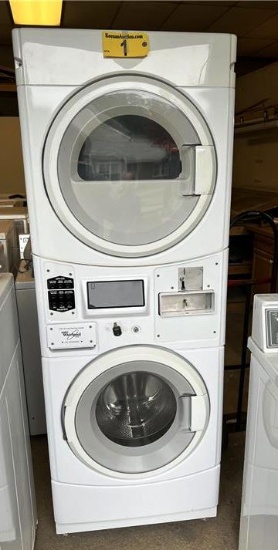 $BID PRICE X 2 - WHIRLPOOL ELECTRIC HEAVY DUTY EFFFICIENCY WASHER & DRYER, COIN OPERATED