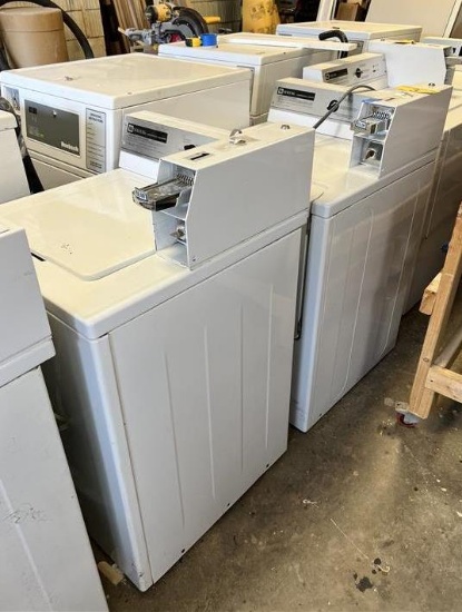 $BID PRICE X 2 - MAYTAG TOP LOAD  ELECTRIC COMMERCIAL WASHER & DRYER, COIN OPERATED