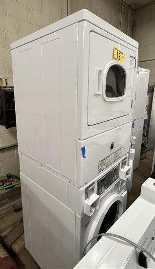 $BID PRICE X 2 - HUEBSCH COMMERCIAL FRONT LOAD STACK WASHER & DRYER, COIN OPERATED