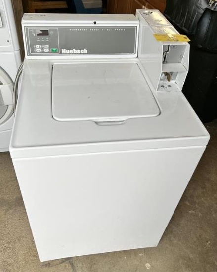 $BID PRICE X 3 - (3) HUEBSCH COMMERCIAL TOP LOAD WASHERS, COIN OPERATED