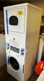 $BID PRICE X 2 - ELECTRIC HUEBSCH COMMERCIAL FRONT LOAD STACK WASHER & DRYER, COIN OPERATED