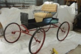 PIANO BOX 4-WHEEL BUGGY, RE-UPHOLSTERED SEATS