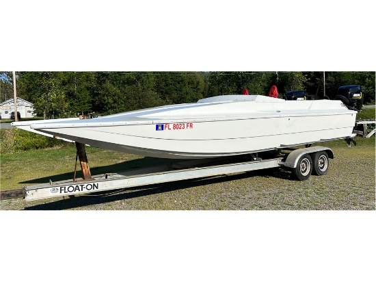 1985 FLORIDA HOMEMADE 23' TUNNEL STEPPED HULL RACE BOAT TWIN MERCURY 250HP OUTBOARDS