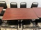 $BID PRICE X 5 - (5) WOOD GRAIN LAMINATE TOP SINGLE PEDESTAL TABLES, 42