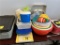LOT OF ASSORTED PLASTIC WARE, STRAINERS, CUTTING BOARDS, CONTAINERS & TUBS