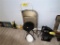LOT: 3' STEP STOOL, FOLDING CHAIR & STOOL, 3-SMALL WASTE CANS